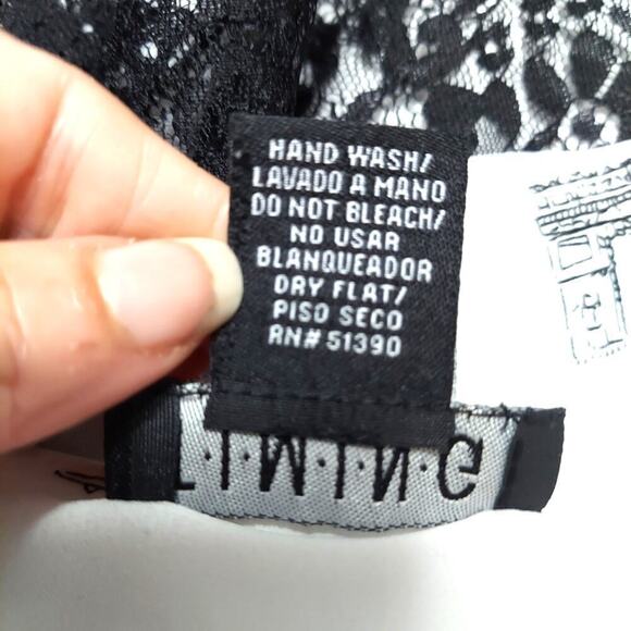 Timing Women's Mixed Media Black Lace Layered Graphic Sleeveless Crop Top - Picture 6 of 6